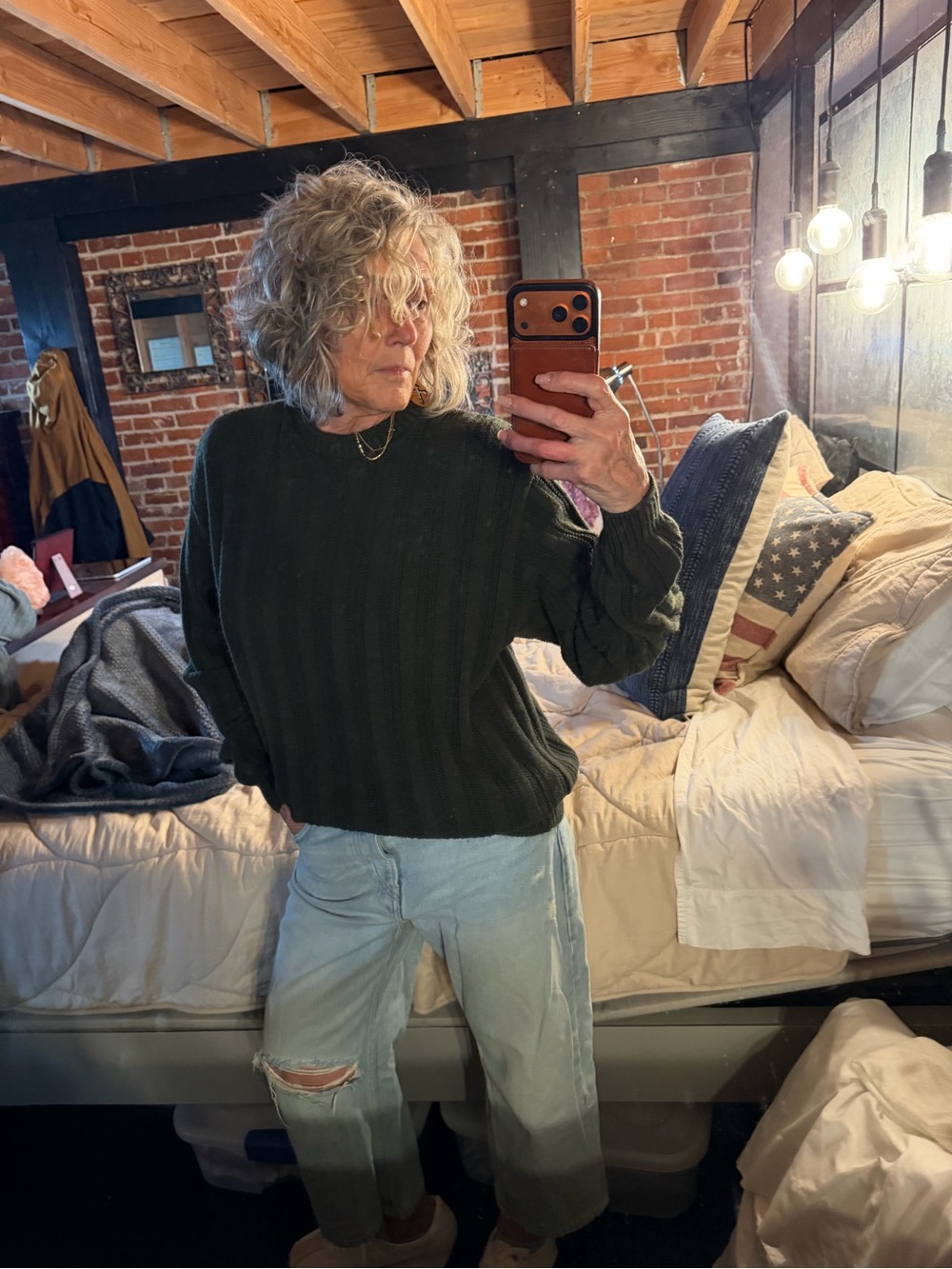 Ribbed Long Crewneck Sweater